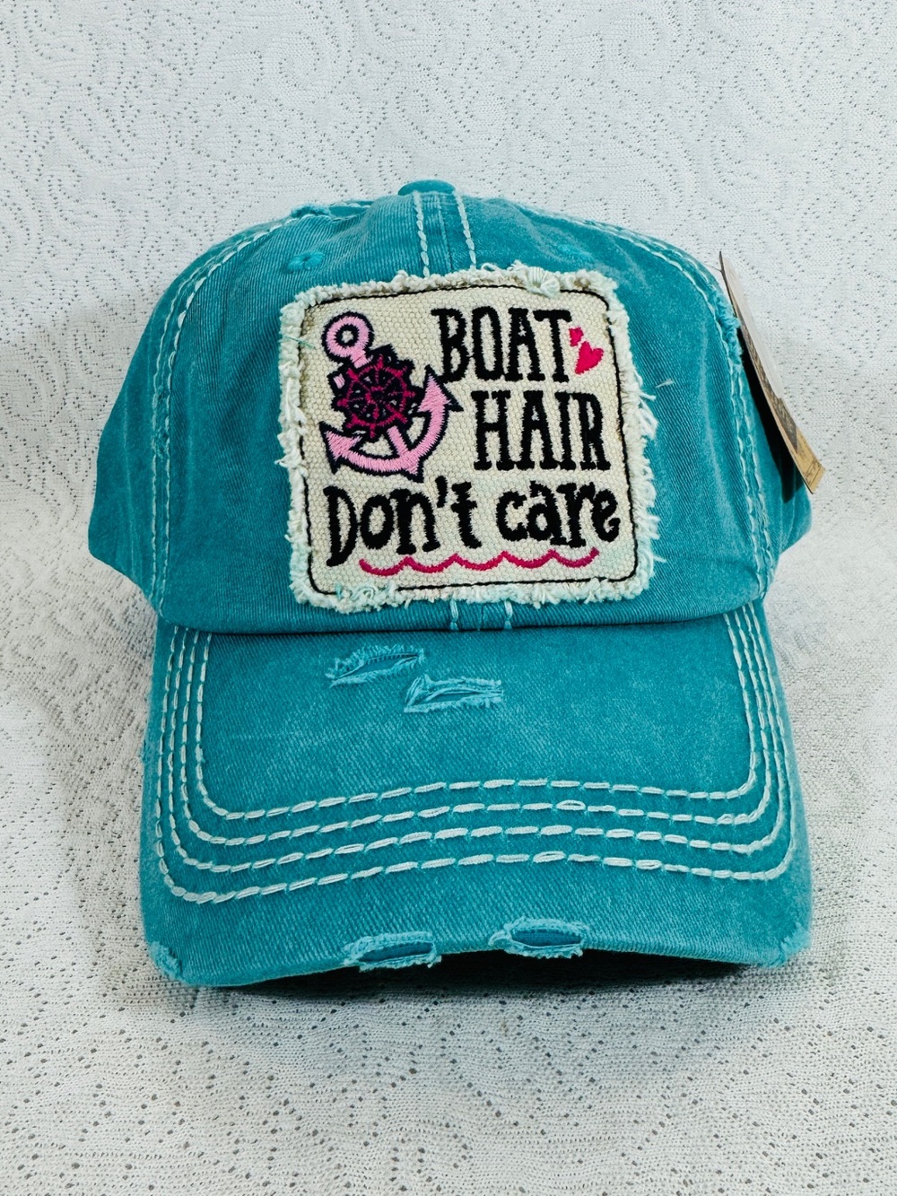 Boat Hair Don't Care Teal Casual Baseball Cap